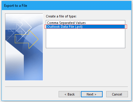 choose outlook data file (.pst) option