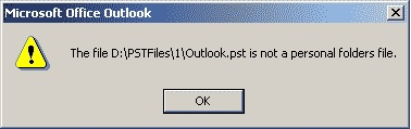 File is not valid personal folder