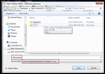 select csv as a file format