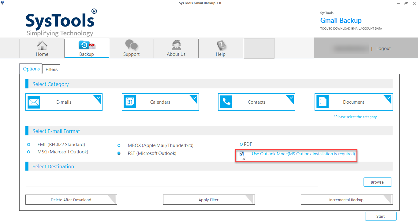 systools gmail backup not working