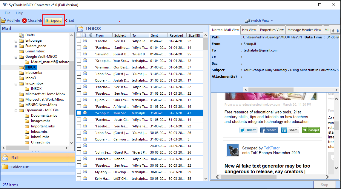 mbox file format