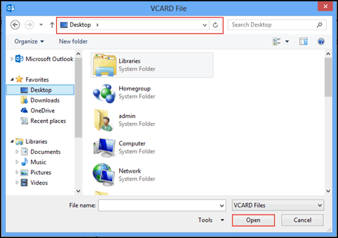 onedrive vcard download