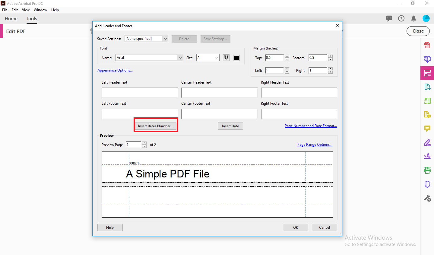 which adobe acrobat version allows bates numbering