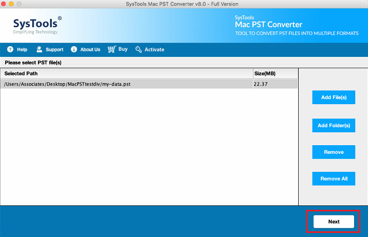 add pst file you want to convert