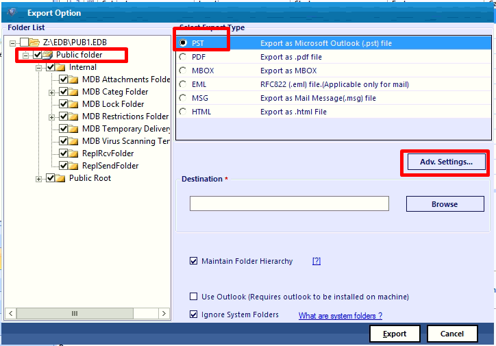 exchange public folder path