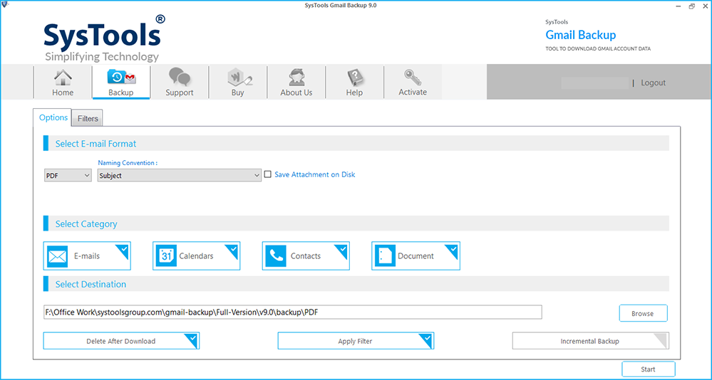 start exporting gmail to pdf