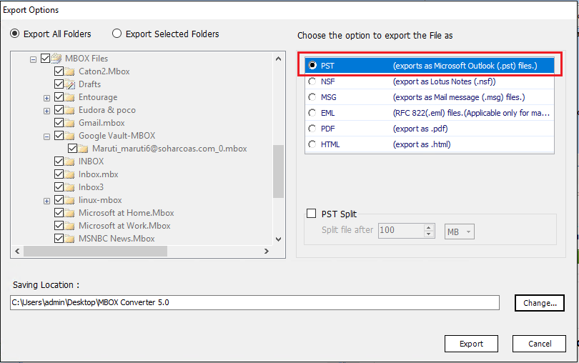Select the format that you want to migrate