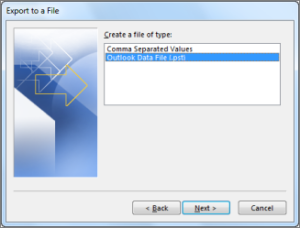 select Outlook data file (.pst)