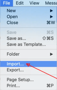 use import option in outlook for mac