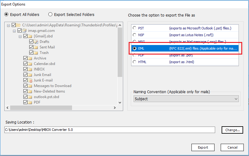 convert mbox format to eml