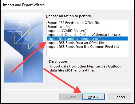 choose import from another program