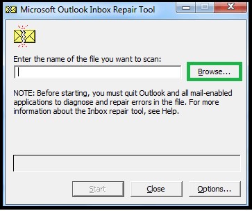 browse the corrupt pst file