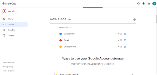 check Google storage