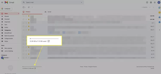 check Gmail storage space